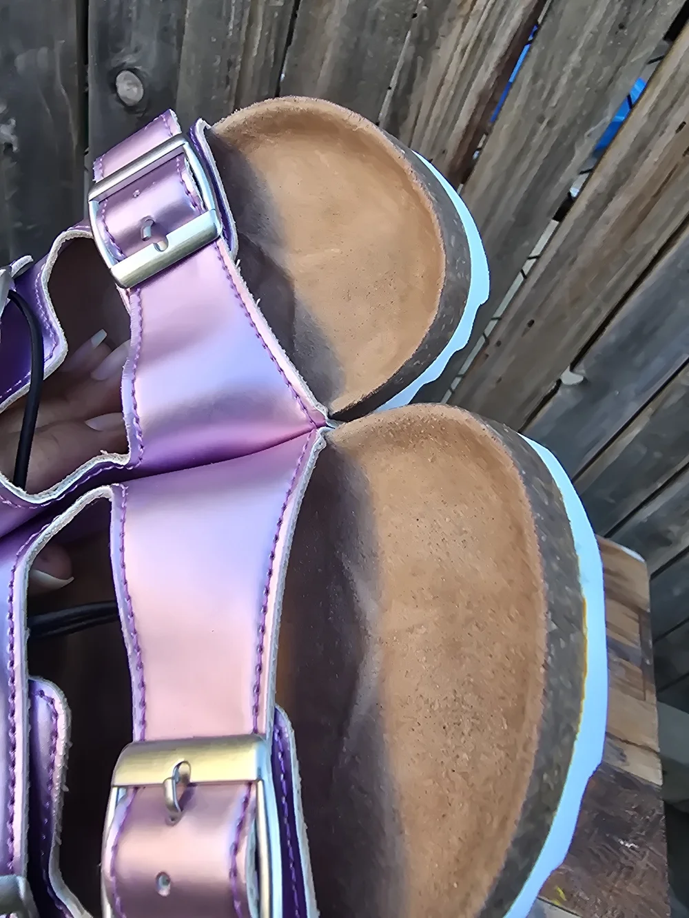 Kids Pink Metallic Double Buckle Sandals slide sandals size 2
